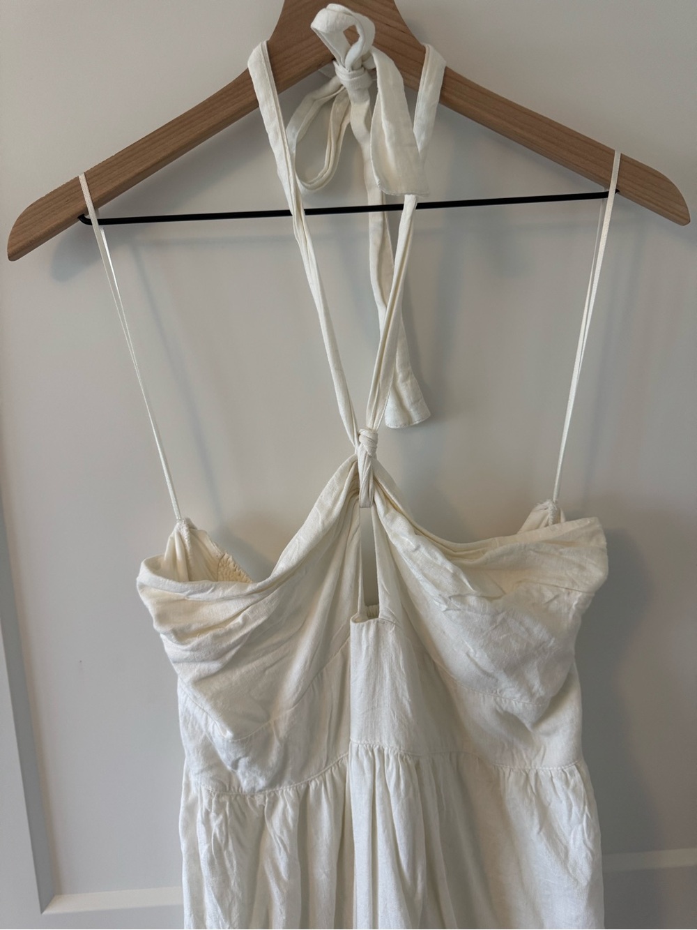 Abercrombie & Fitch White Halter-Tie Tiered Maxi Dress Size L - Picture 4 of 5